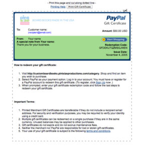 Paypal Gift Certificate