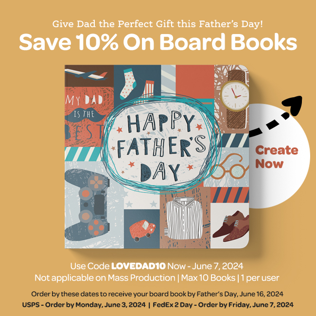 Save 10% on Custom Board Books for Fathers Day